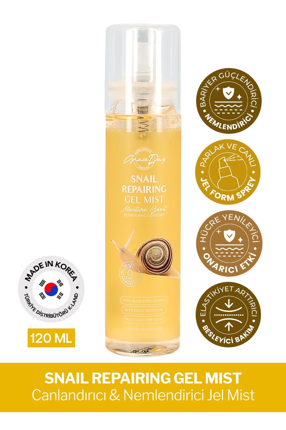 Salyangoz Filtratı İçeren Nemlendirici Onarıcı Jel Sprey Grace Day Snail Repairing Gel Mist 120ml