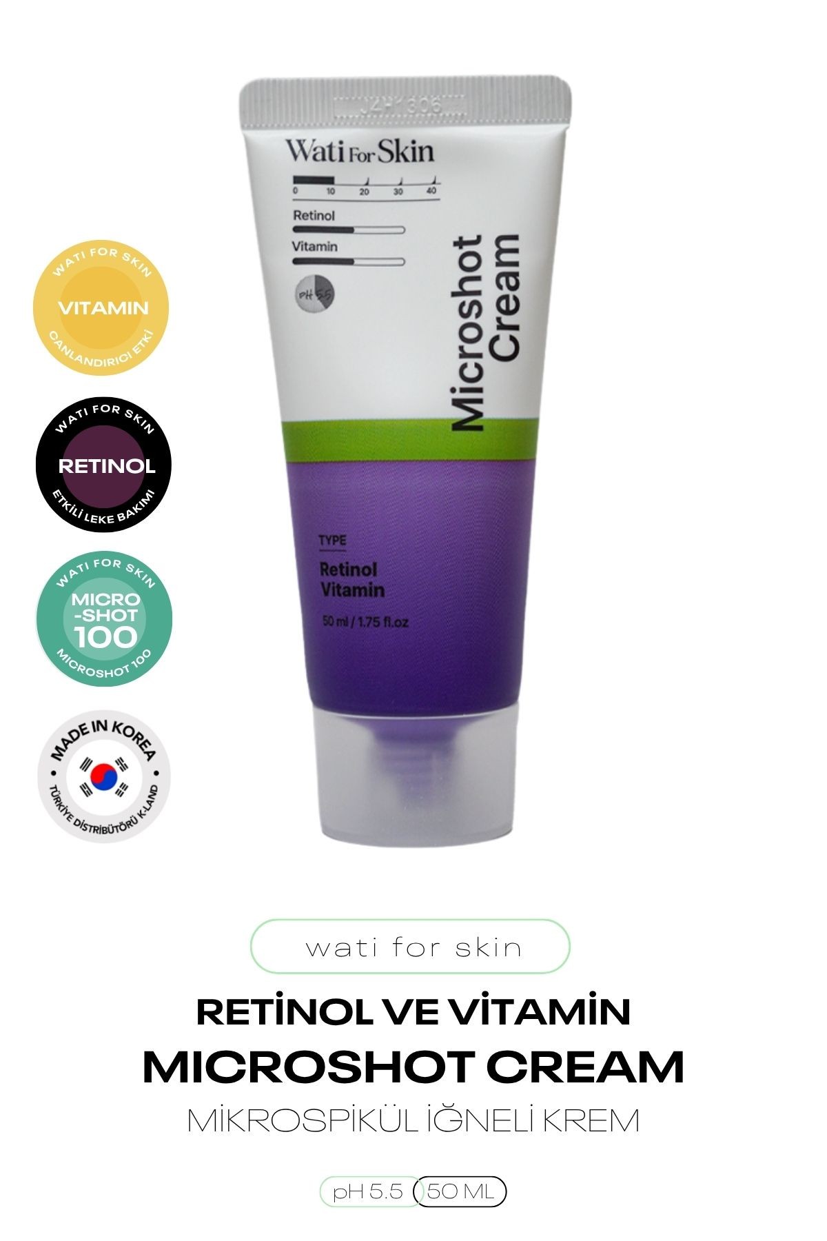 Retinol ve Vitamin İçeren Mikro Spikül İğneli Krem Wati For Skin Retinol Vitamin Micro Spicule Cream