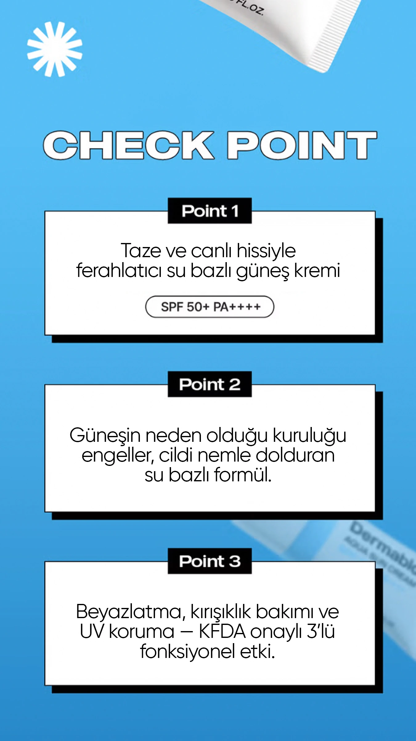 Su Bazlı Kore Güneş Kremi Aqua Sun Cream SPF 50 + PA ++++