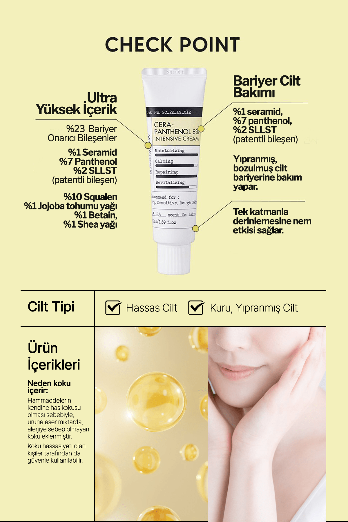 Bariyer Güçlendirici Onarıcı Seramid Panthenol Krem Derma Factory Cera-Panthenol %8 Intensive Cream