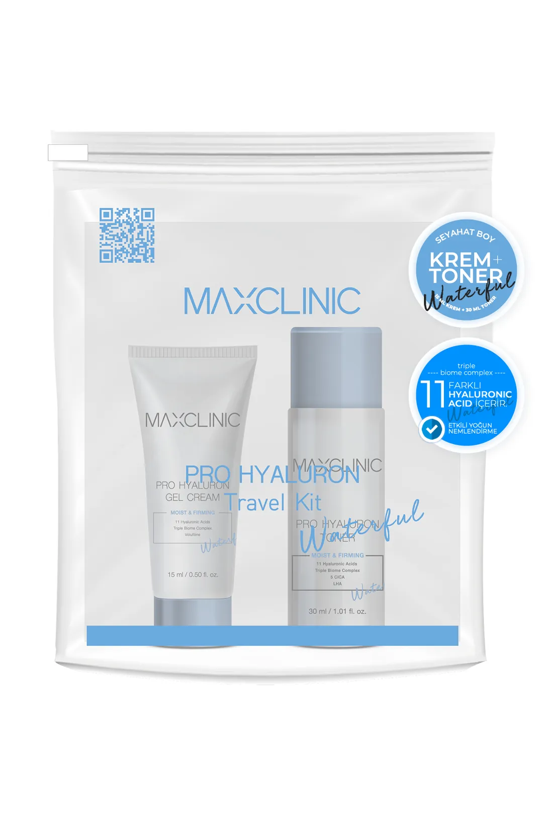 2'li Cilt Bakım Seti MAXCLINIC Waterful Travel Kit Pro Hyaluron Toner