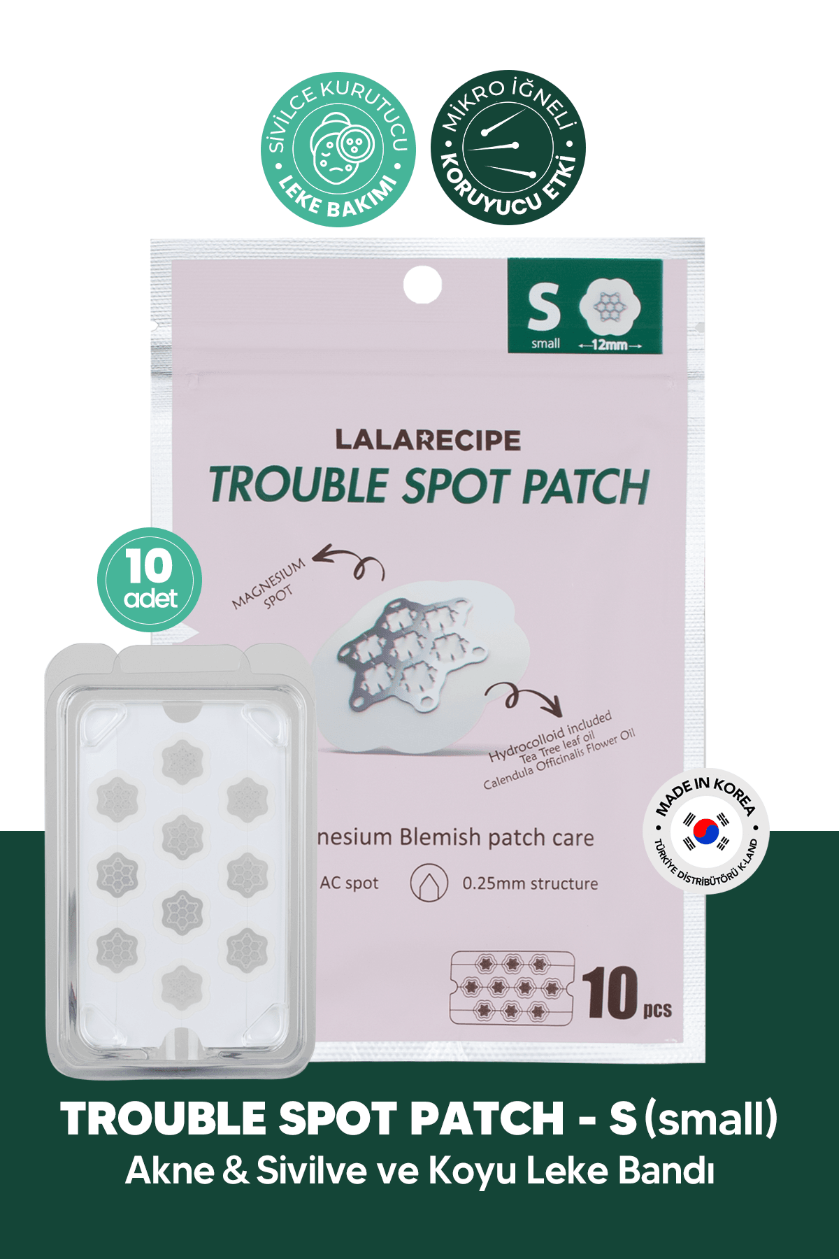 Mikro Magnezyum İğneli Sivilce Bandı LALARECIPE Trouble Spot Patch Small 10 adet