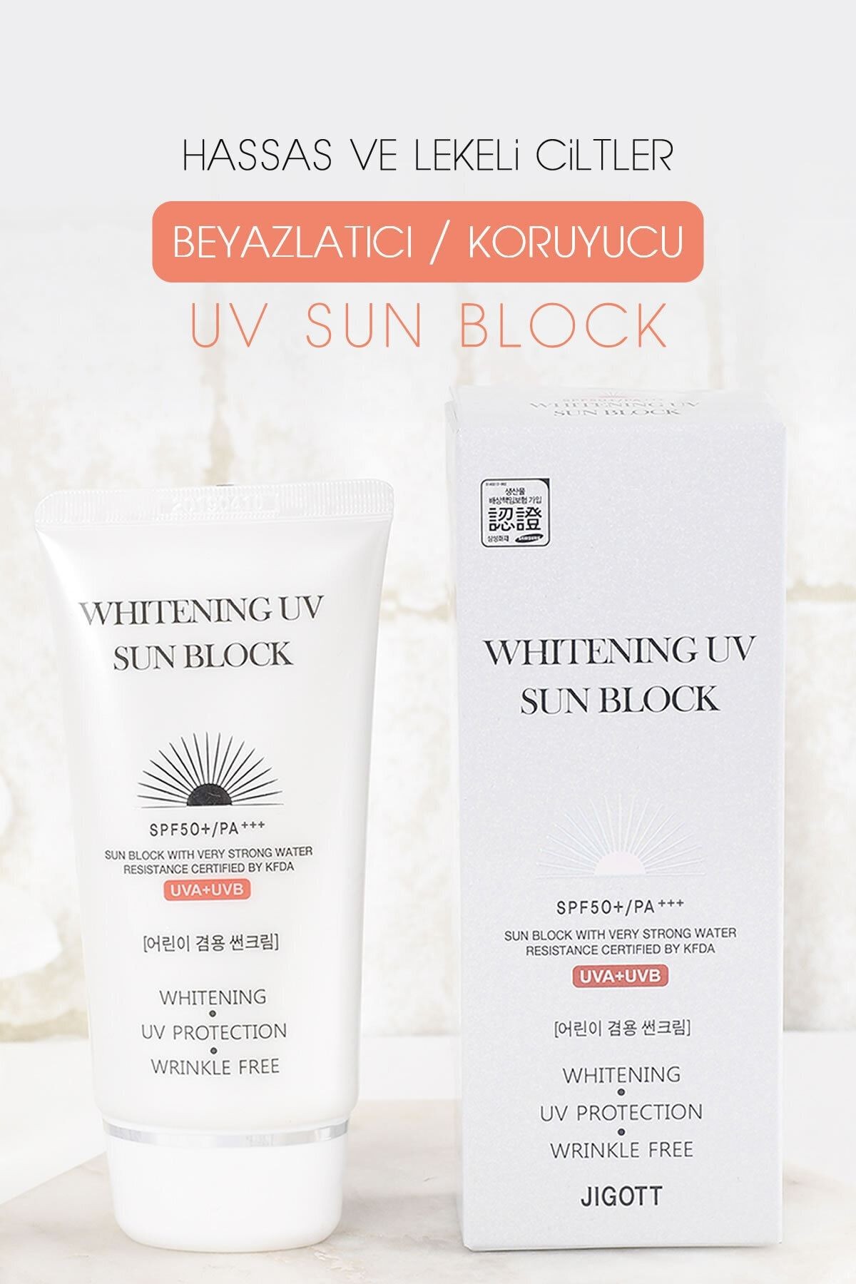 Çil ve Lekeli Ciltler için Kırışıklık Karşıtı Beyazlatıcı Güneş Bakım Kremi Spf 50 + / Pa +++