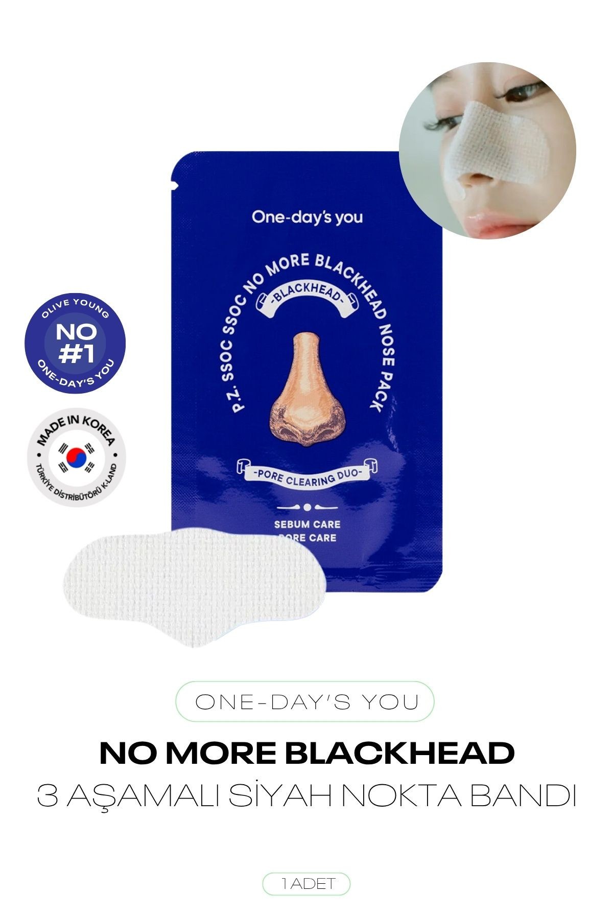 3 Aşamalı Siyah Nokta Temizleyici Bant One Days You No More Blackhead