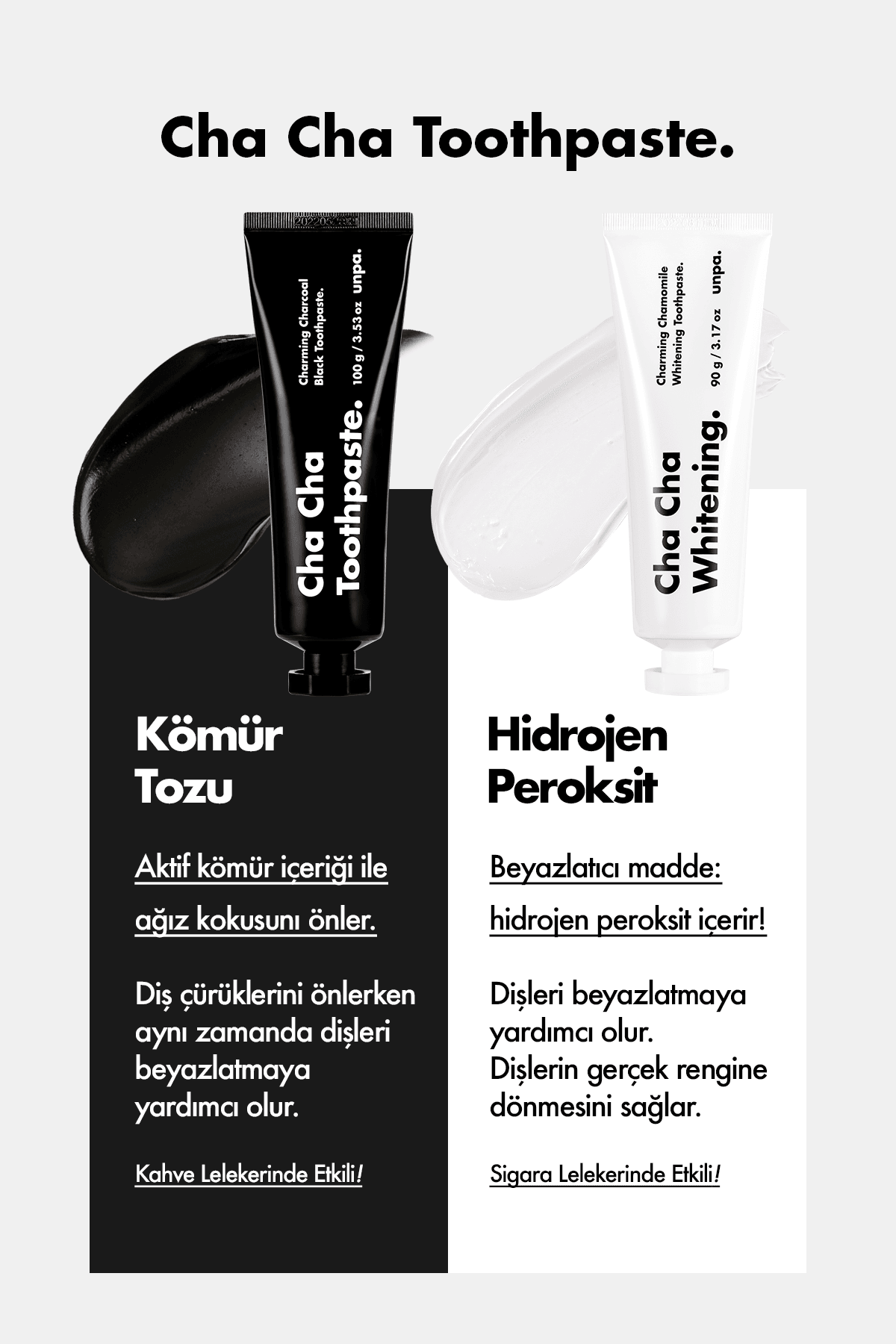 Kahve ve Sigara İçenler İçin Kore Beyazlatıcı Vegan Diş Macunu UNPA Cha Cha White Toothpaste