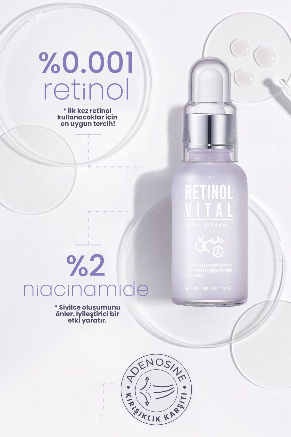 Retinol Serum Yeni Başlayanlar Için Leke Ve Kırışıklık Karşıtı Retinol Vital Ampoule 30ml