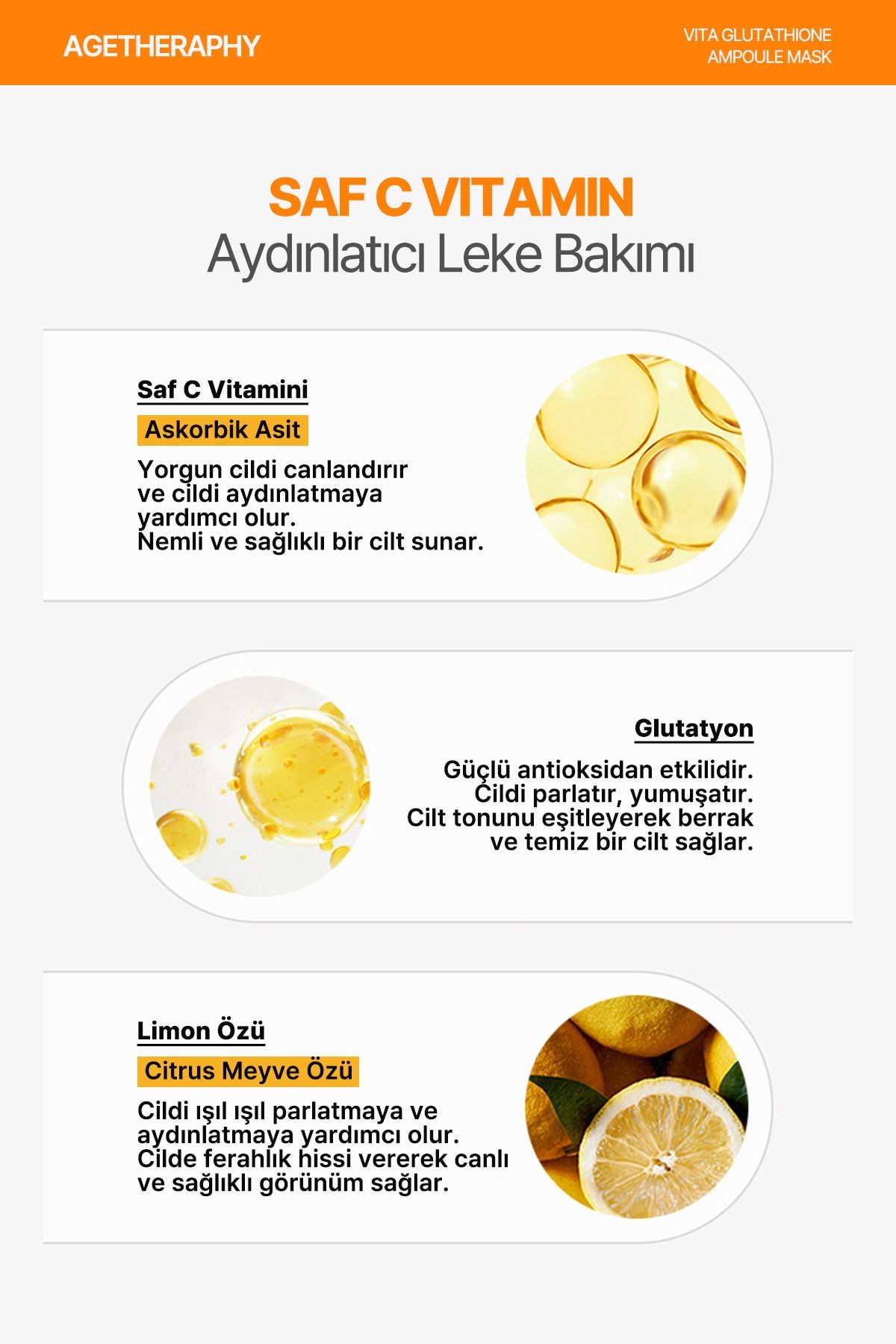 Glutatyon İçeren Aydınlatıcı Kağıt Maske Elensilia Vita Glutathione Ampoule Mask