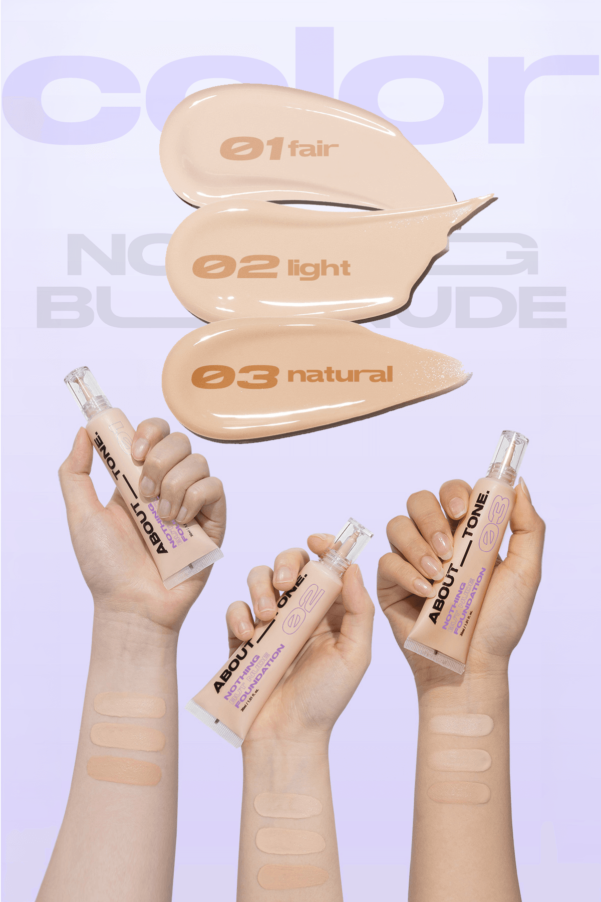 ABOUT TONE Doğal Yarı Mat Görünümlü Fondoten ABOUT TONE Nothing But Nude Foundation