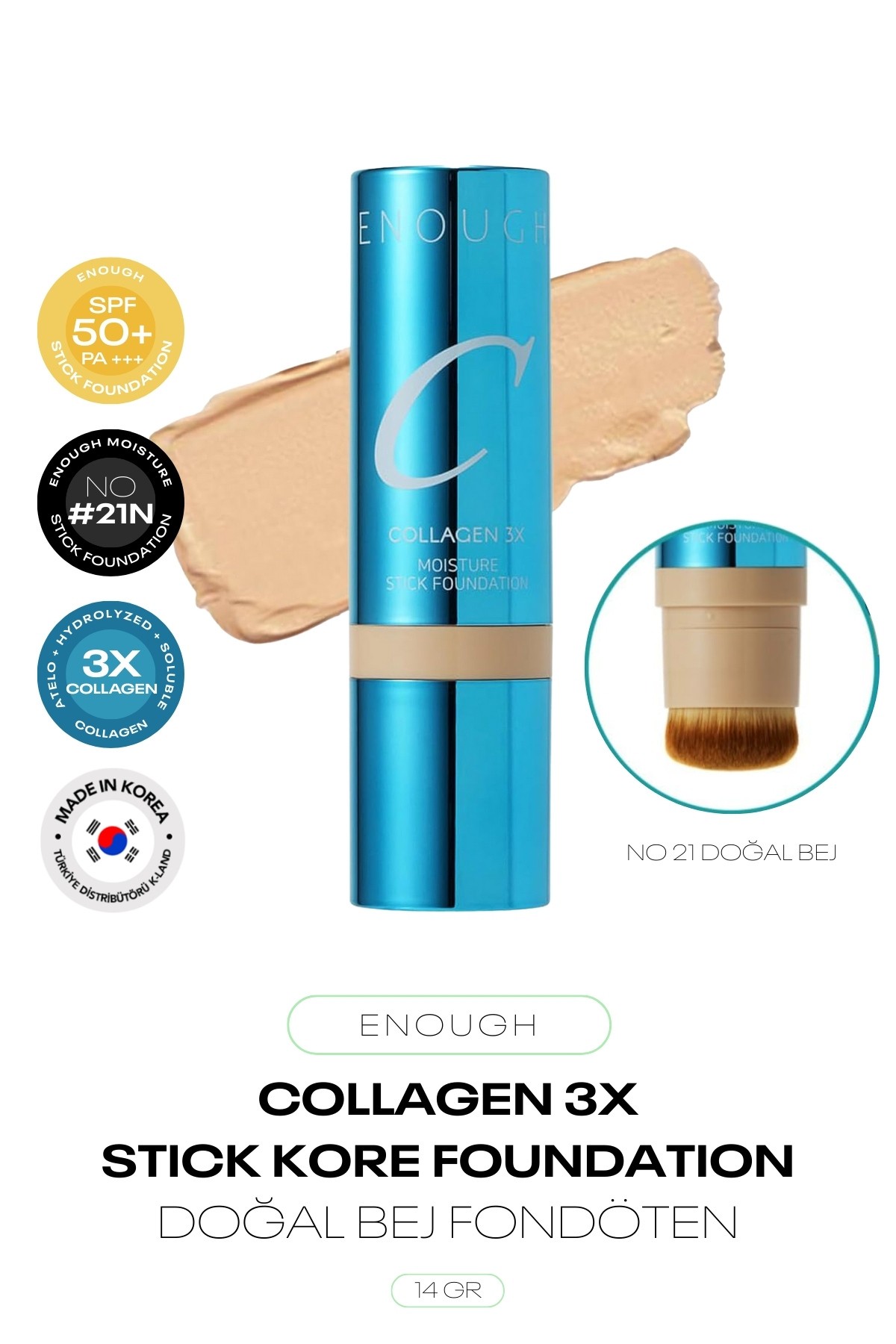 Kolajen İçeren Stick Kore Fondöten Collagen 3X Moisture Stick Foundation SPF 50 + PA +++