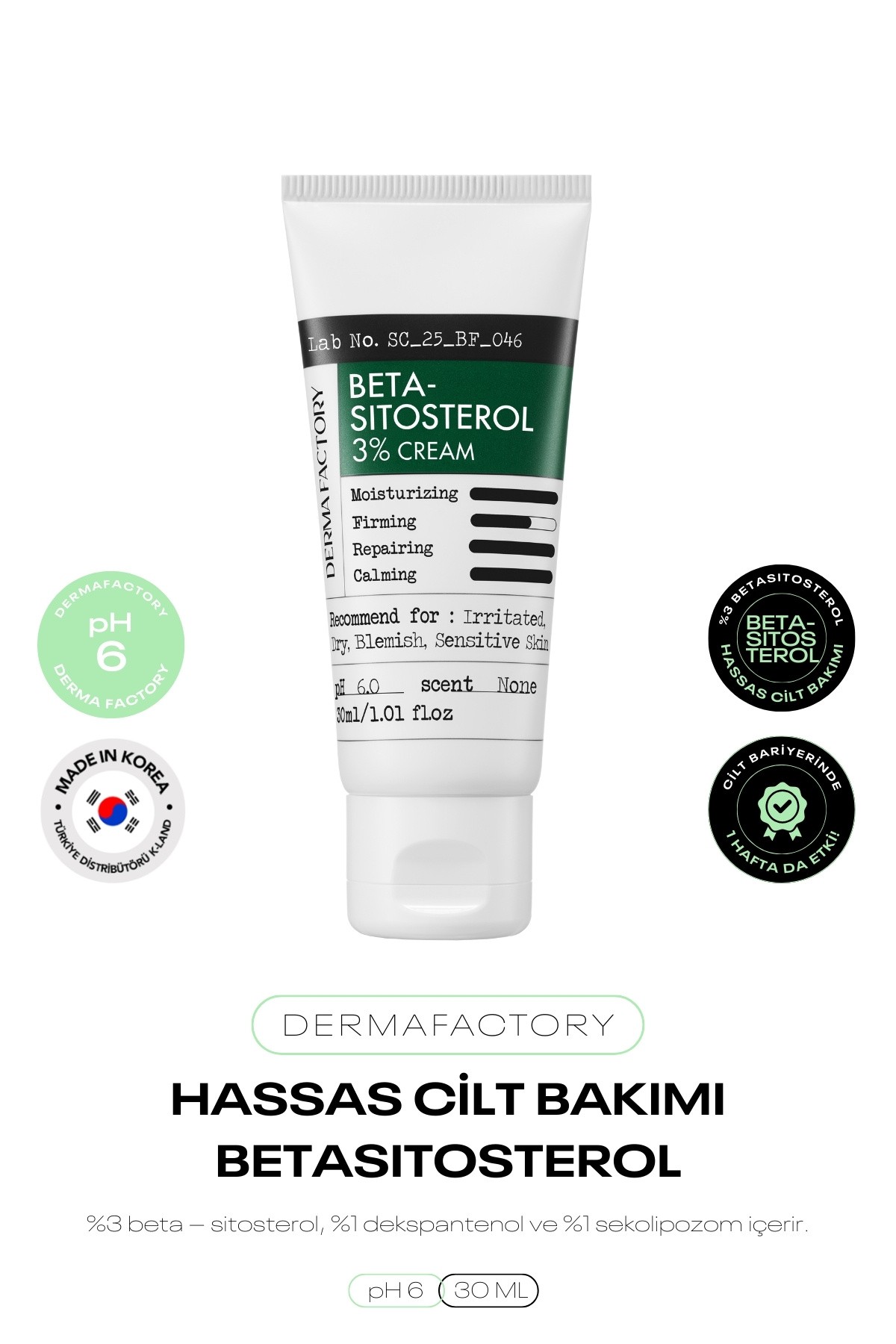 Yeni Nesil Hassas Cilt Bakım Kremi Derma Factory Beta Sitosterol Krem