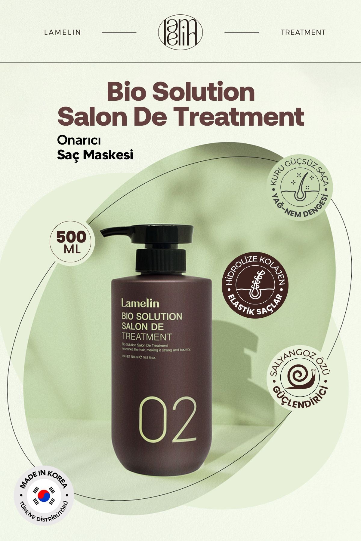 Collagen İçeren Onarıcı Saç Bakım Maskesi Lamelin Bio Solution Salon Treatment 500 ml