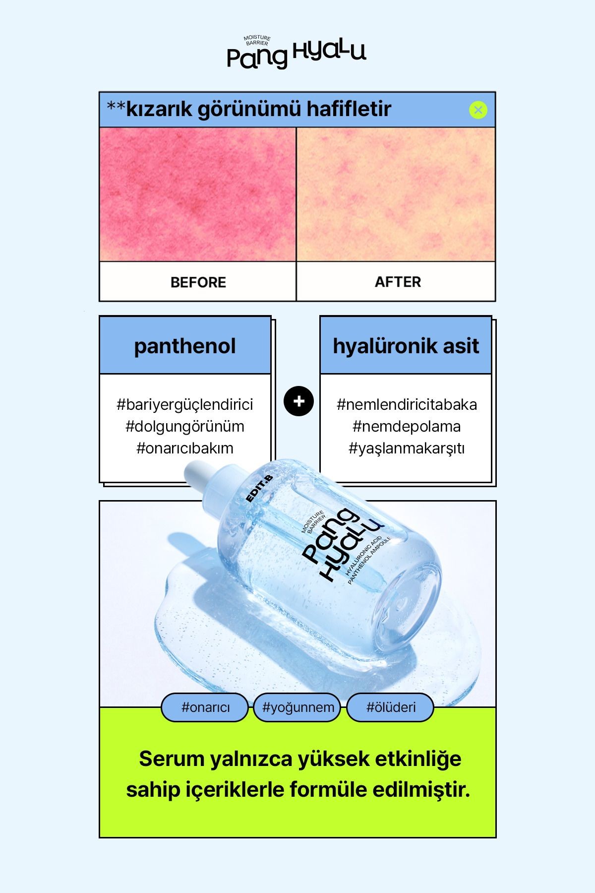 Hyalüronik Asit ve Pantenol İçeren Cilt Bariyer Onarımını Destekleyen Nemlendirici Ampul 100ml