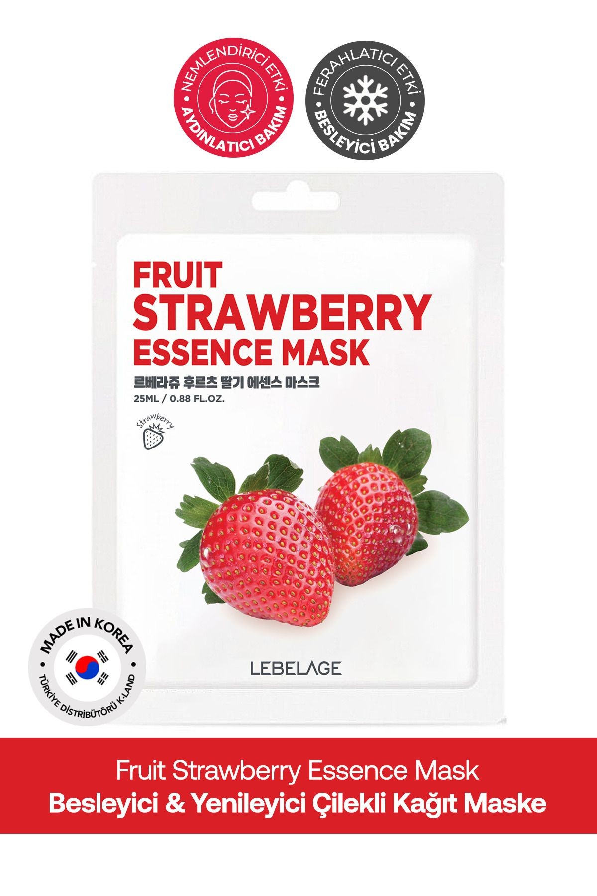 Çilekli Kağıt Maske Lebelage Fruit Strawberry Essence Mask 8809679092222, one size