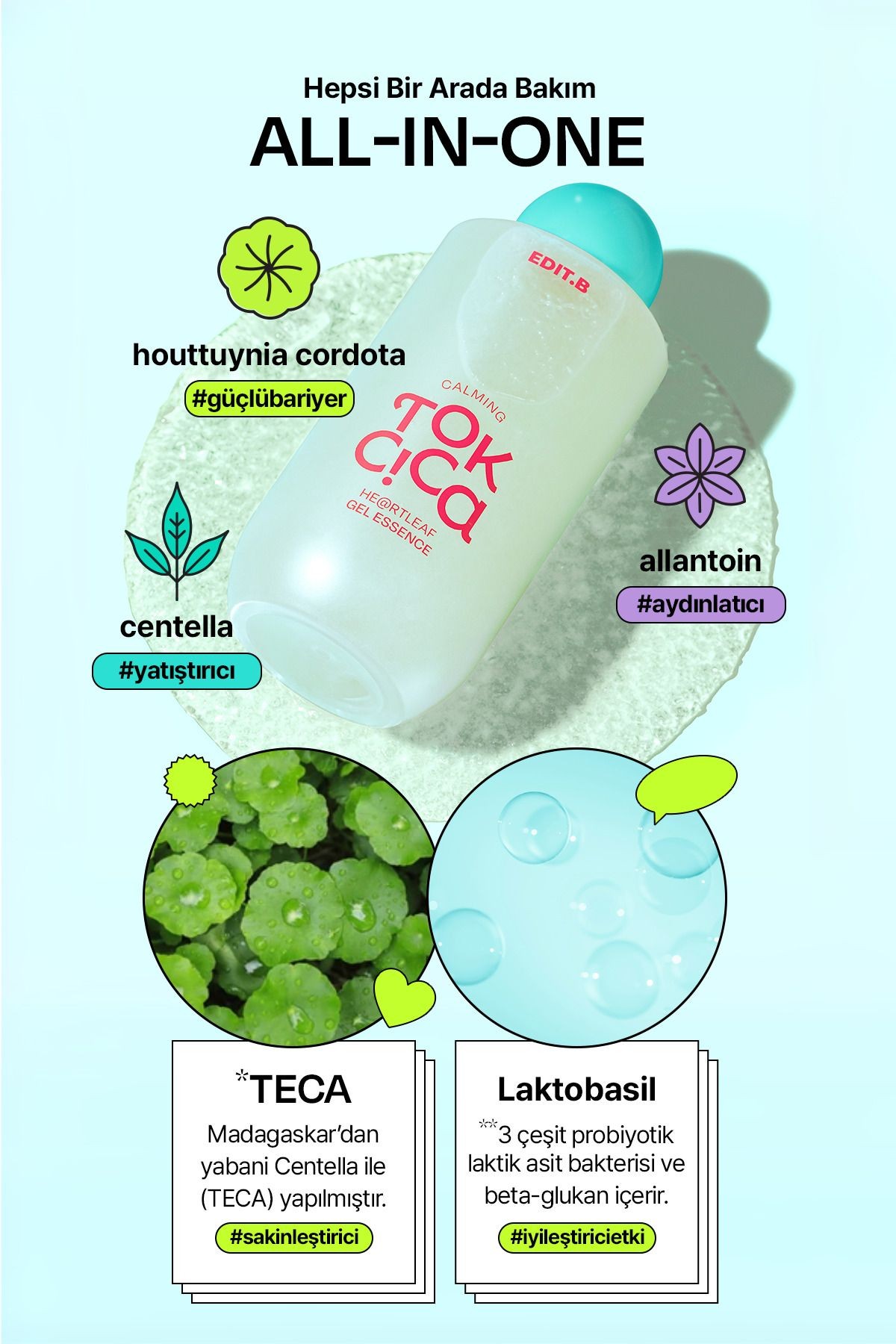 Centella ve Heartlef İçeren Yatıştırıcı Hassasiyet Karşıtı Nemlendirici Jel Yapıda Esans 200ml