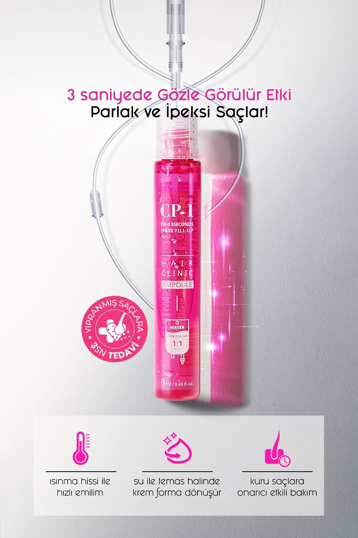 Cp-1 Keratin Seramid Ve Kolajen Içeren 3 Saniyede Bakım Saç Dolgu Serumu Hair Clinic Ampoule 20adet