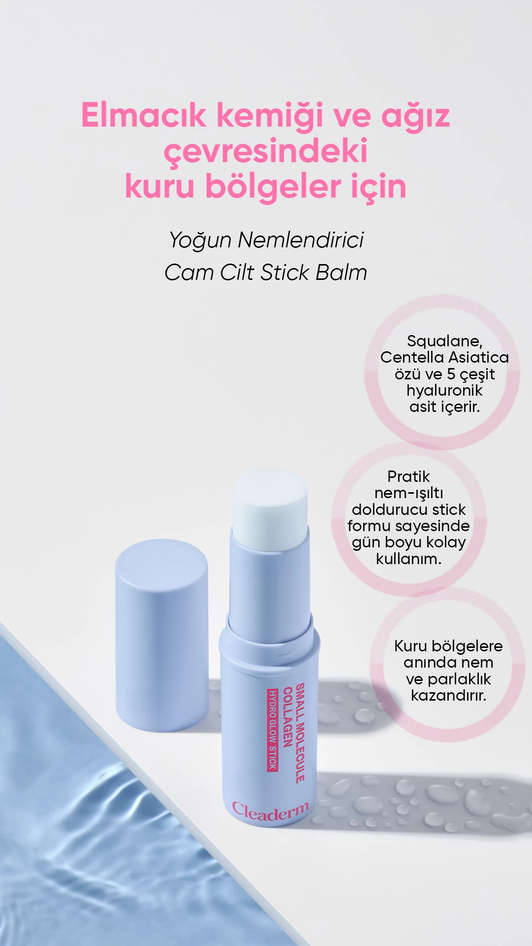 Yoğun Nemlendirici Cam Cilt Stick Balm Small Molecule Collagen Hydro Glow Stick