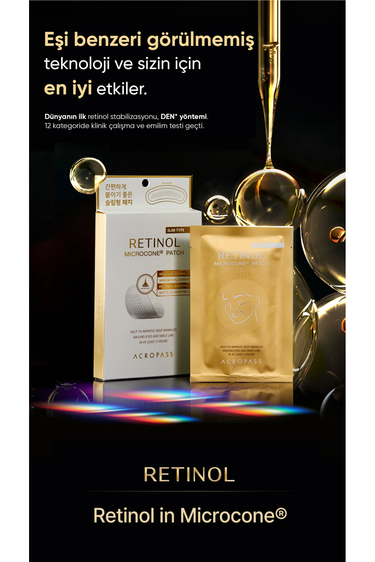 Retinol Mikro İğneli Bant Göz Altı ve Nazolabial Çizgiler İçin Retinol Slim Patch