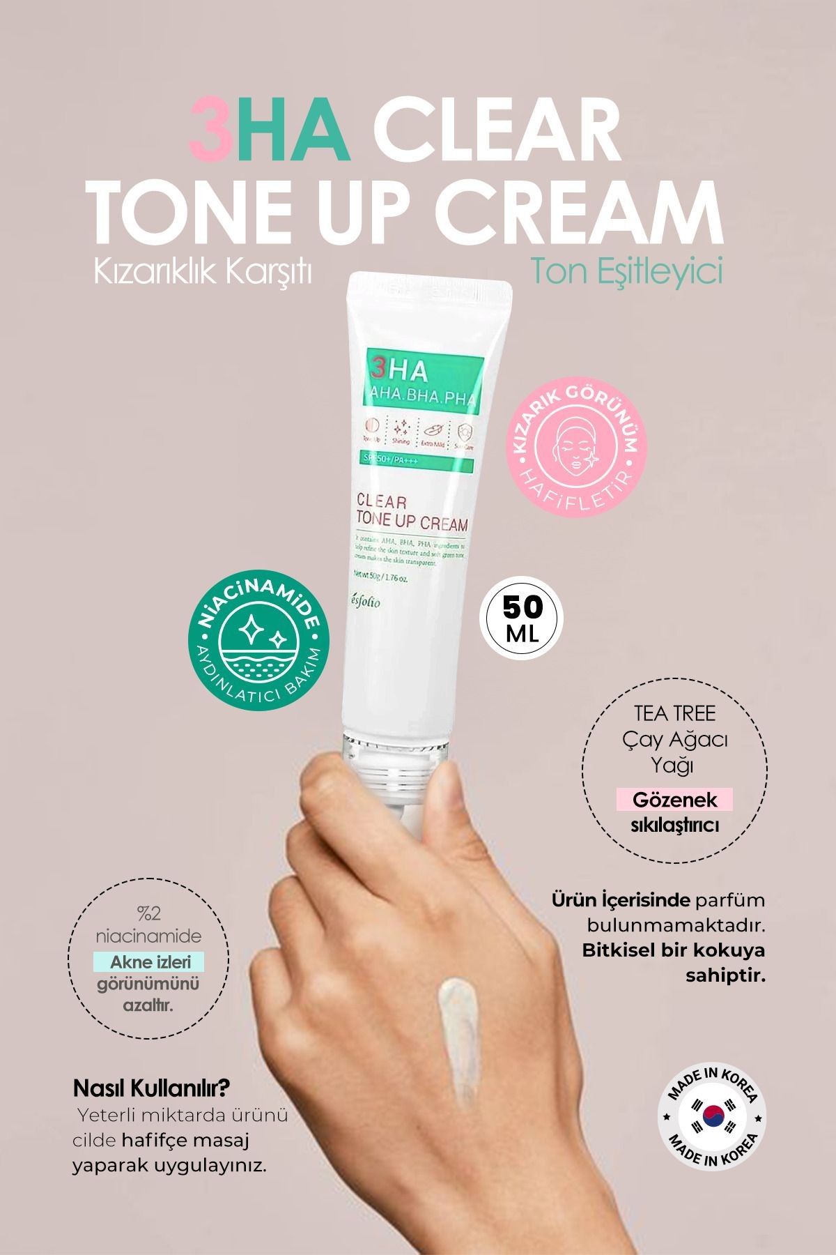 Kızarıklık Karşıtı Ton Eşitleyici Güneş Koruyucu Krem Spf 50 3ha Tone Up Cream