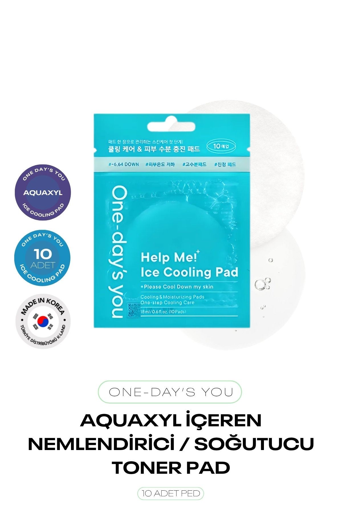 Aquaxyl İçeren Nemlendirici ve Soğutucu 10lu Tonikli Ped One Days You Ice Cooling Pad 10 ea