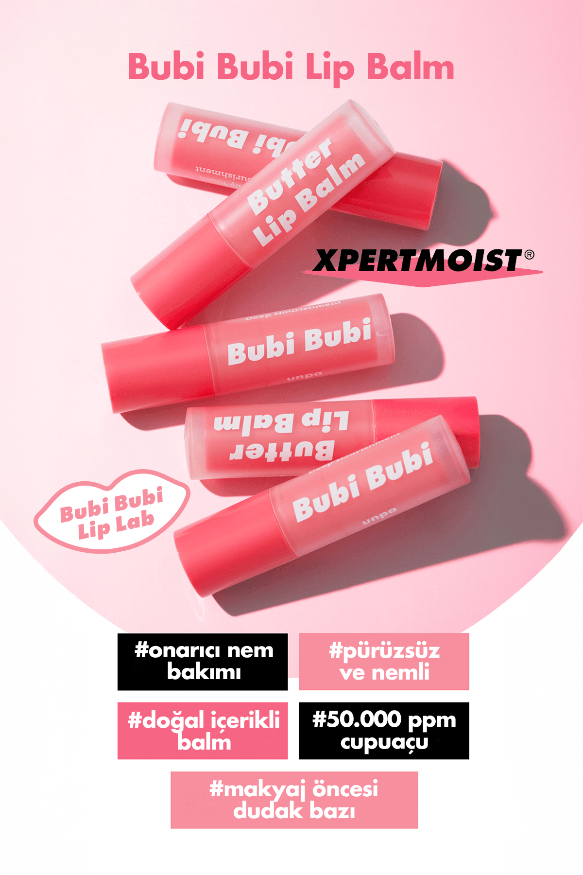 Yoğun Nemlendirici ve Onarıcı Dudak Nemlendirici UNPA Bubi Bubi Butter Lip Balm