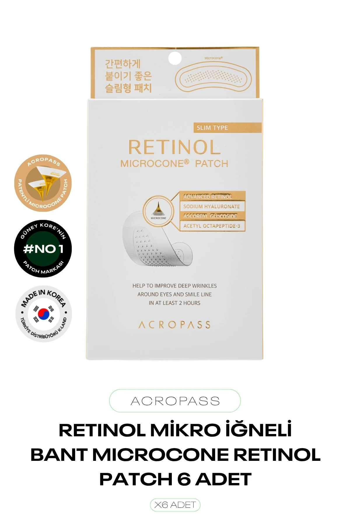 Retinol Mikro İğneli Bant Göz Altı ve Nazolabial Çizgiler İçin Retinol Slim Patch