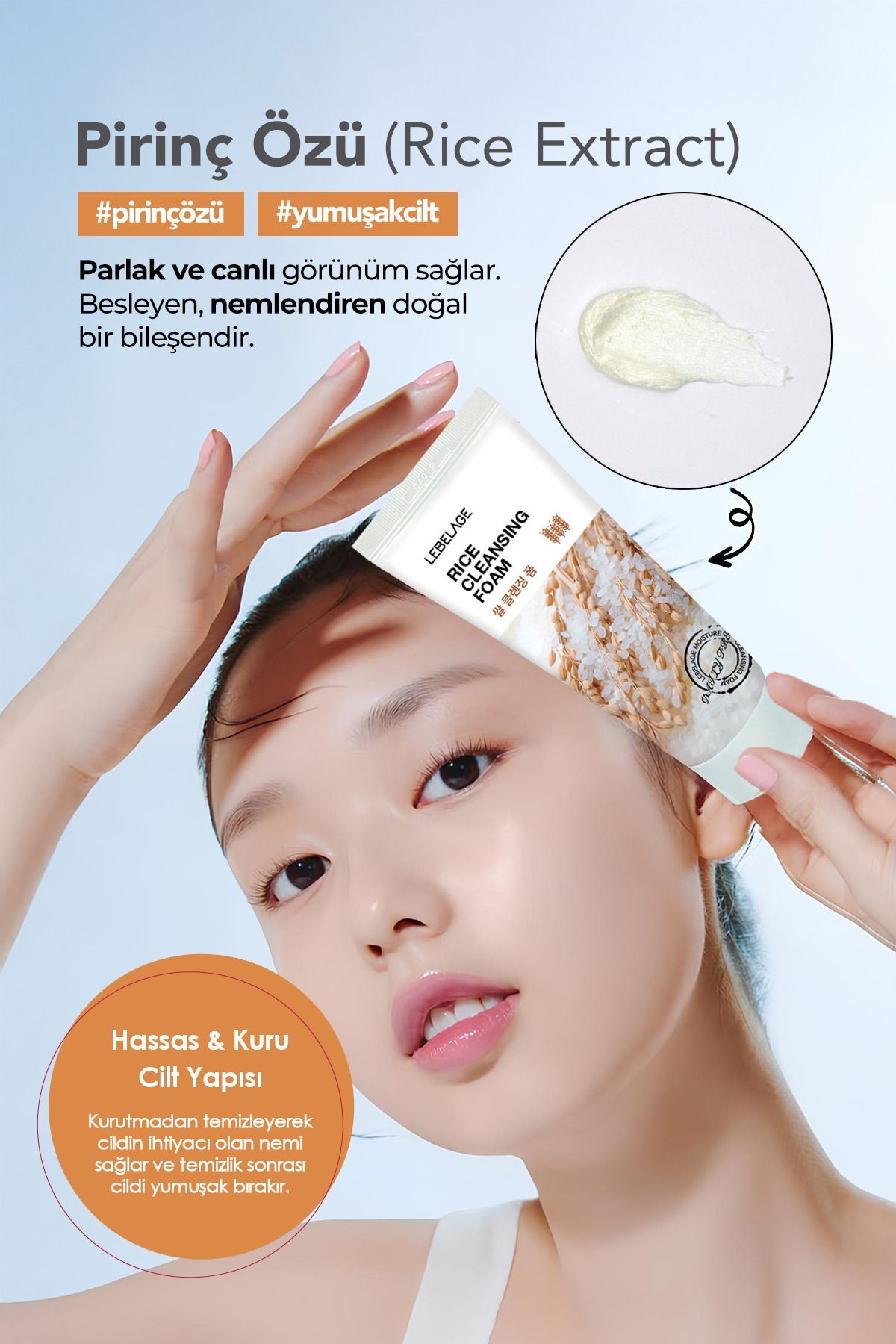 Kore Pirinç Özü İçeren Aydınlatıcı Temizleme Köpüğü Lebelage Korean Rice Cleansing Foam