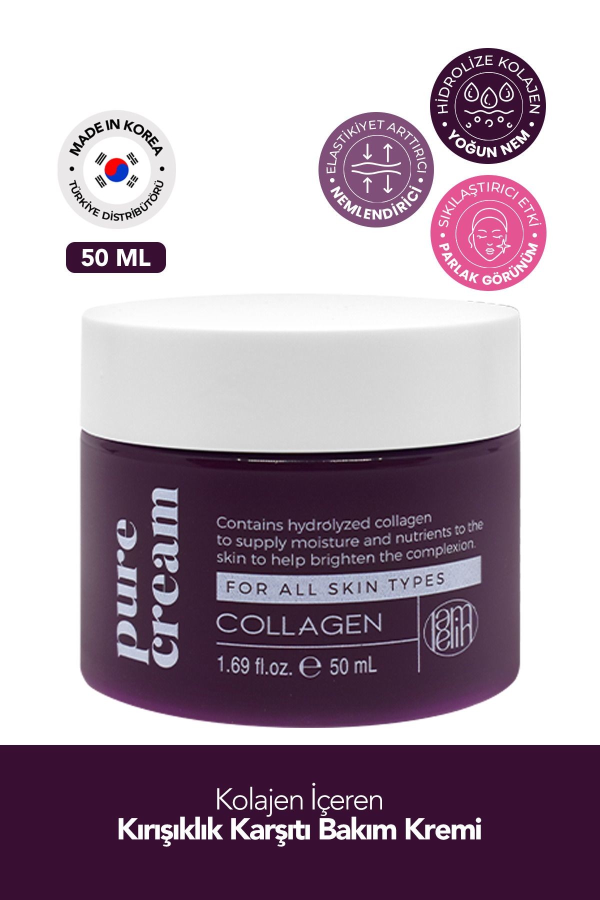Kolajen İçeren Kırışıklık Karşıtı, Sıkılaştırıcı Bakım Kremi Lamelin Collagen Pure Cream 50 ml