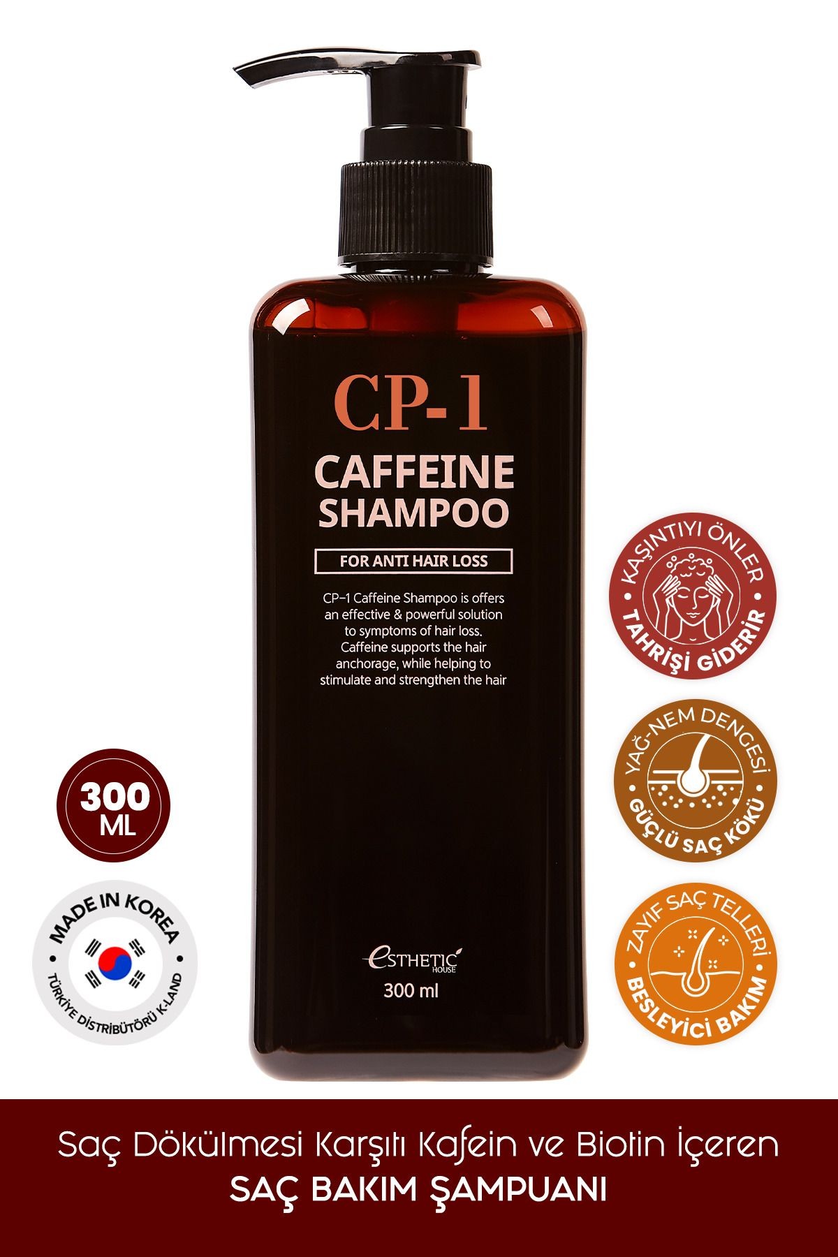 CP-1 Saç Dökülmesi Karşıtı Kafein ve Biotin İçeren Şampuan Caffeine Shampoo 300 ML