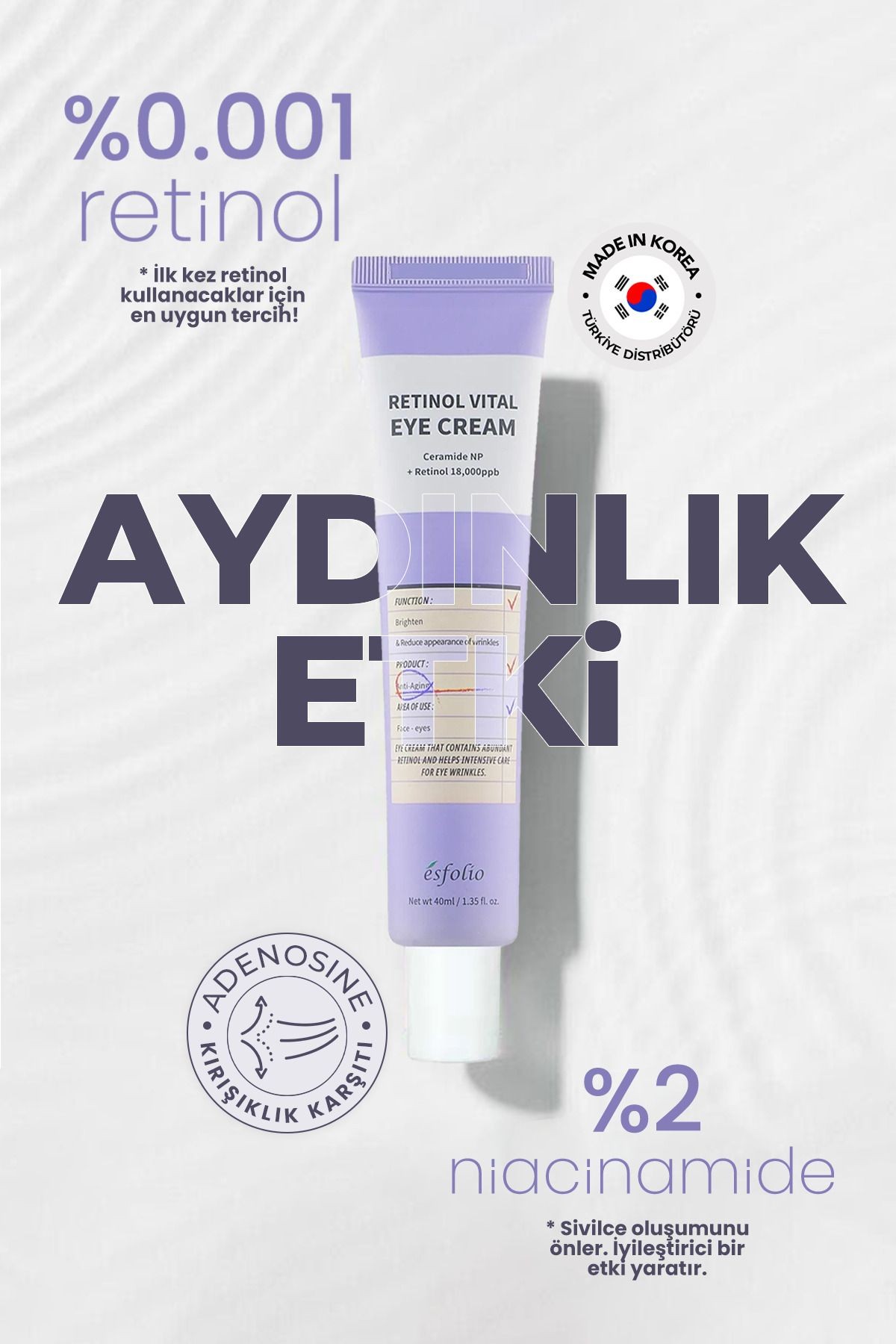 Retinol Göz Kremi Yeni Başlayanlar Için Göz Çevresi Aydınlatıcı Retinol Vital Eye Cream 40ml