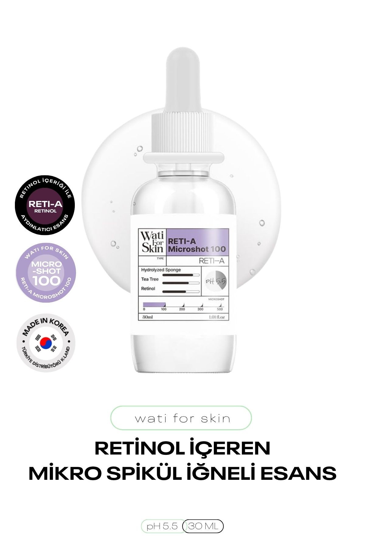 Retinol İçeren Mikro Spikül İğneli Esans Wati For Skin Reti-a Microshot 100 8809983023004, Tek Ebat