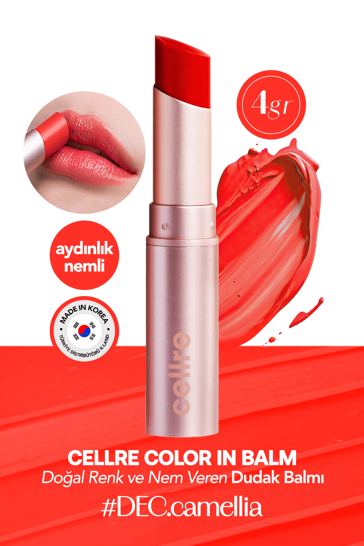 CELLRE Doğal Renk ve Nemli Kore Dudak Balmı CELLRE Color in Balm