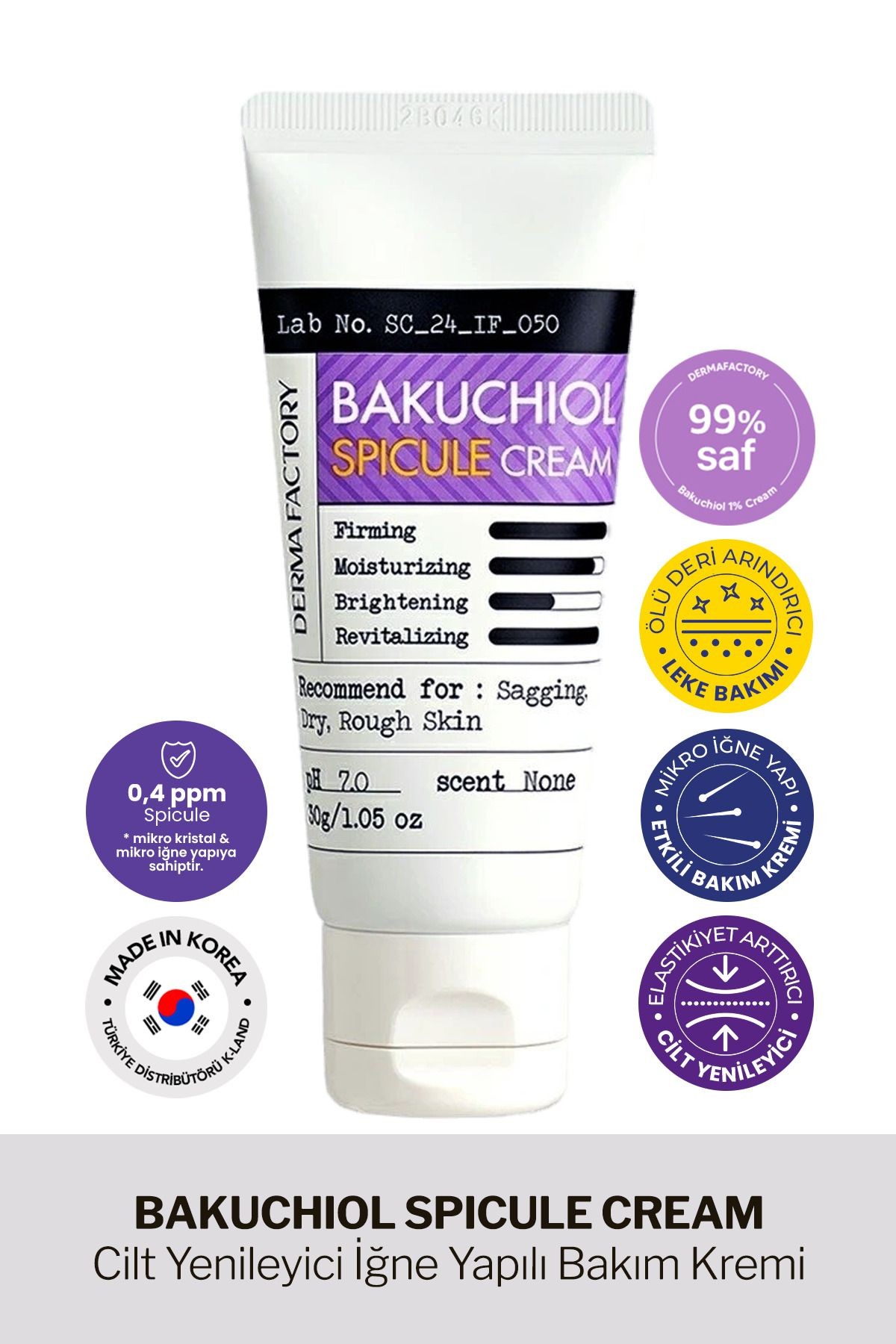 Cilt Yenileyici İğne Yapılı Spikül ve Bakuchiol Krem Derma Factory %0.4 Spicule Cream