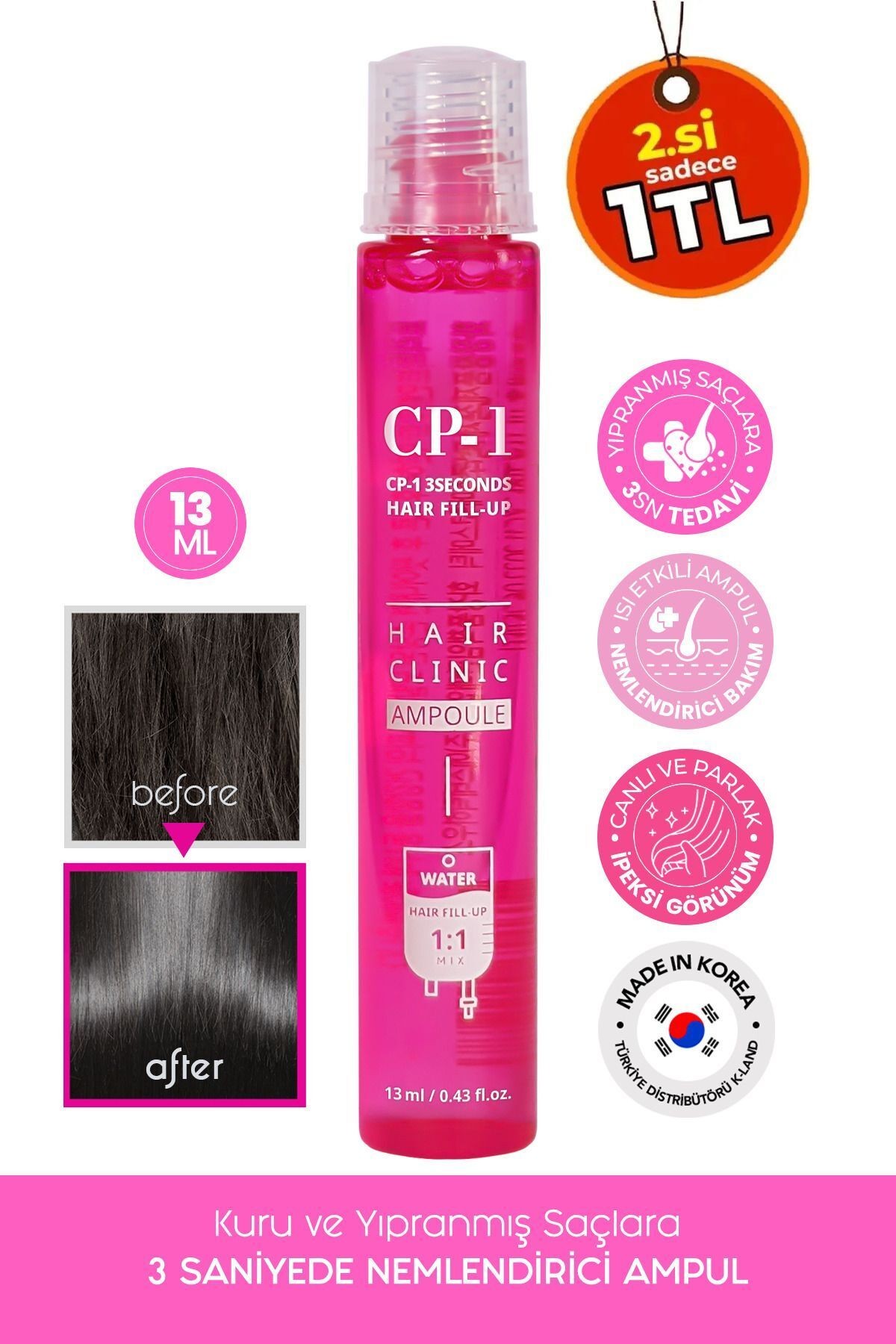 Cp-1 Keratin Seramid Ve Kolajen Içeren 3 Saniyede Bakım Saç Dolgu Serumu Hair Clinic Ampoule Fill Up