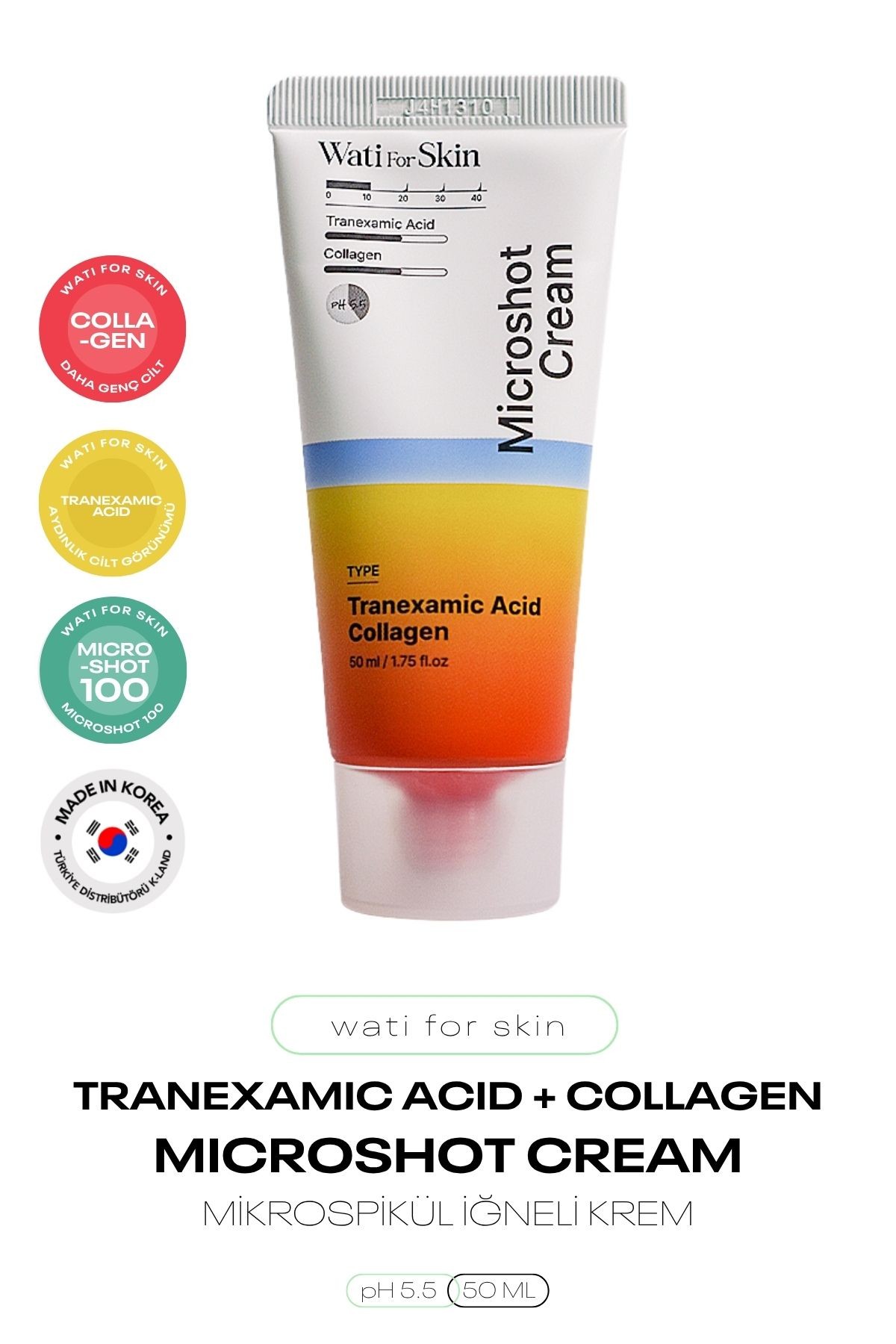 Traneksamik Asit Kolajen İçeren Mikro Spikül İğneli Krem Wati For Skin Tranexamic Acid Spicule Cream