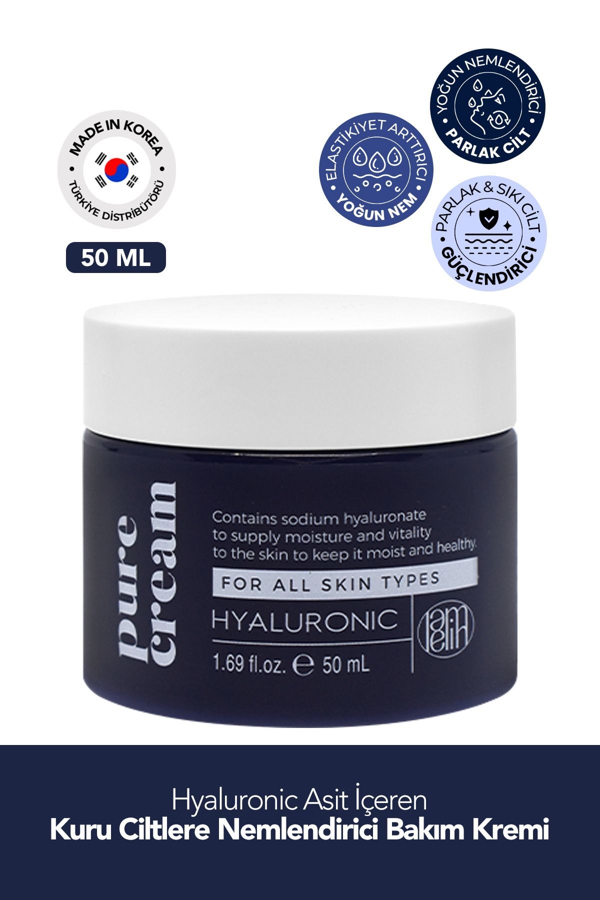 Hyaluronic Acid İçeren Nemlendirici Yüz Bakım Kremi Lamelin Hyaluronic Pure Cream 50 ml