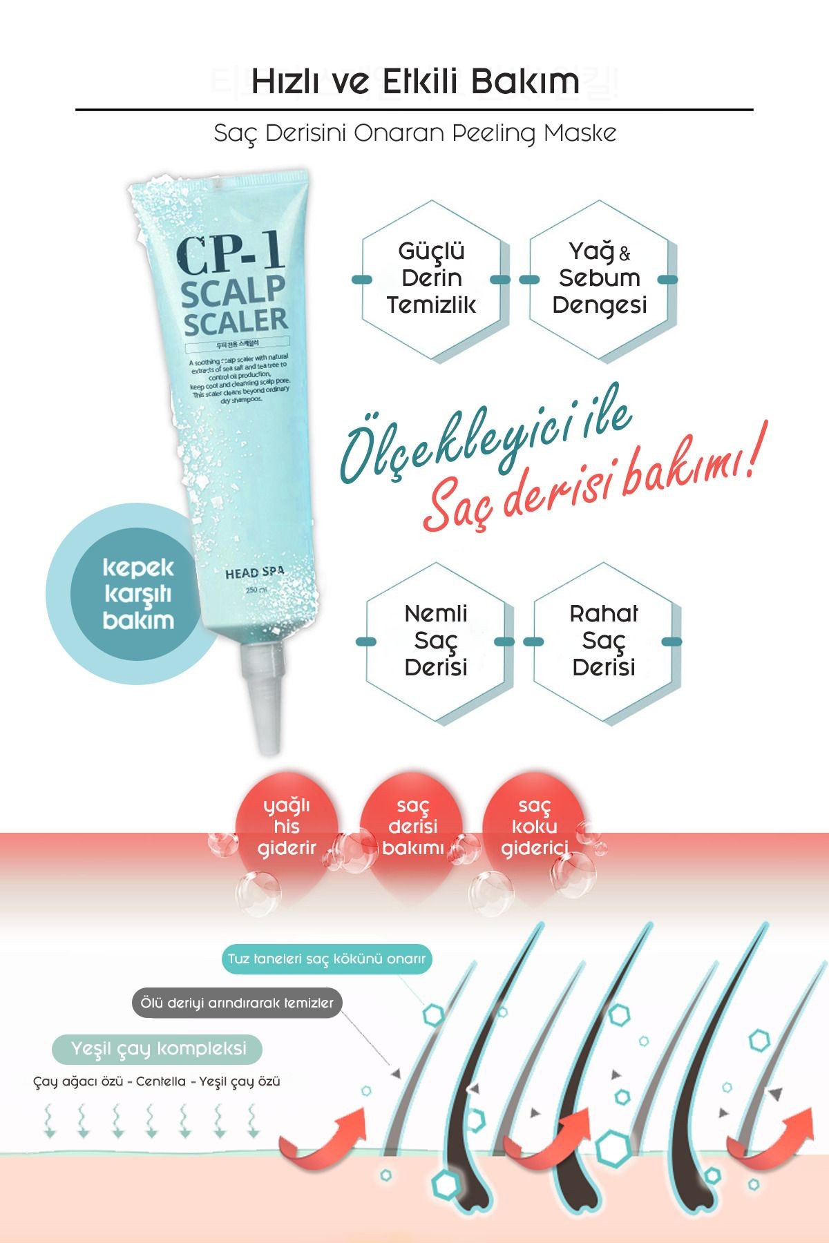 CP-1 Yağlanma ve Saç Dökülmesi Karşıtı Arındırıcı Saç Peelingi Scalp Scaler Head Spa 250ml