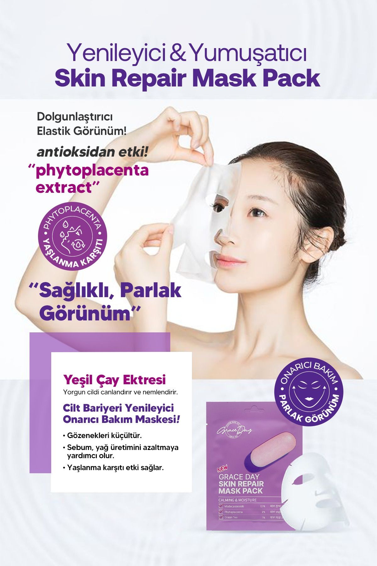 Hassas Ciltler İçin Bariyer Onarıcı Kağıt Maske Grace Day Skin Repair Mask Pack