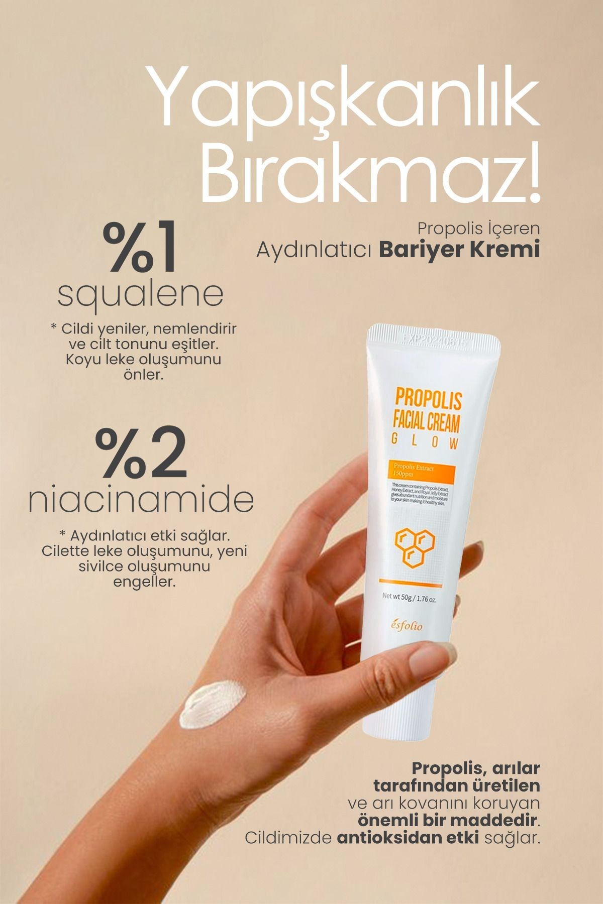 Propolis Içeren Nemlendirici Bariyer Kremi Propolis Facial Cream 50 Ml