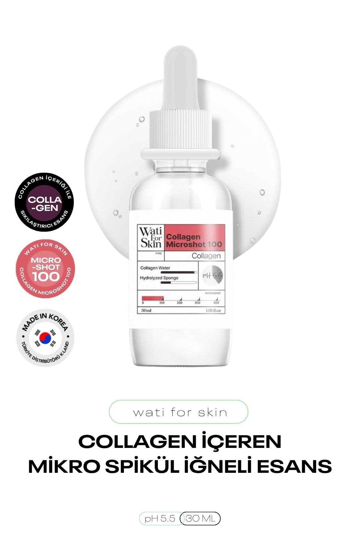 Kolajen İçeren Mikro Spikül İğneli Esans Wati For Skin Collagen Microshot 100