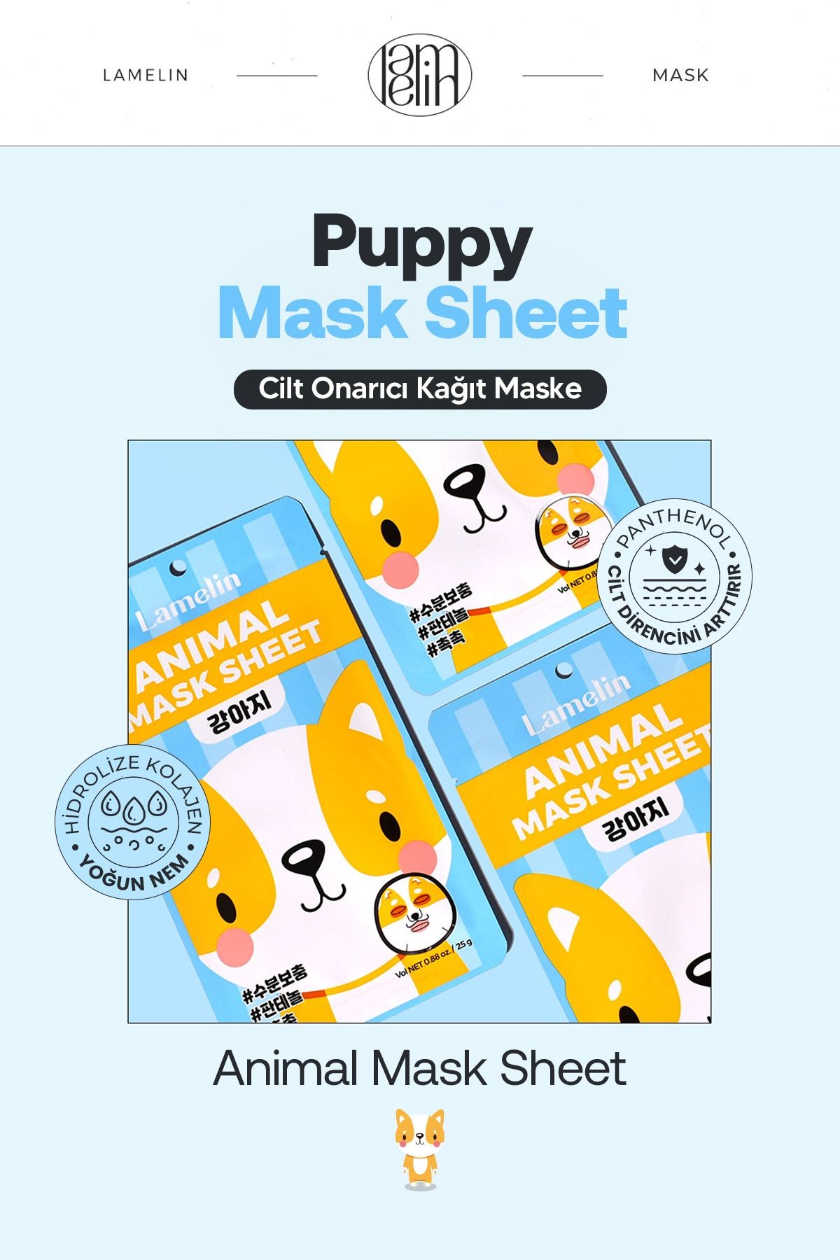 Köpek Desenli Eğlenceli, Onarıcı Kağıt Maske Lamelin Animal Mask Puppy