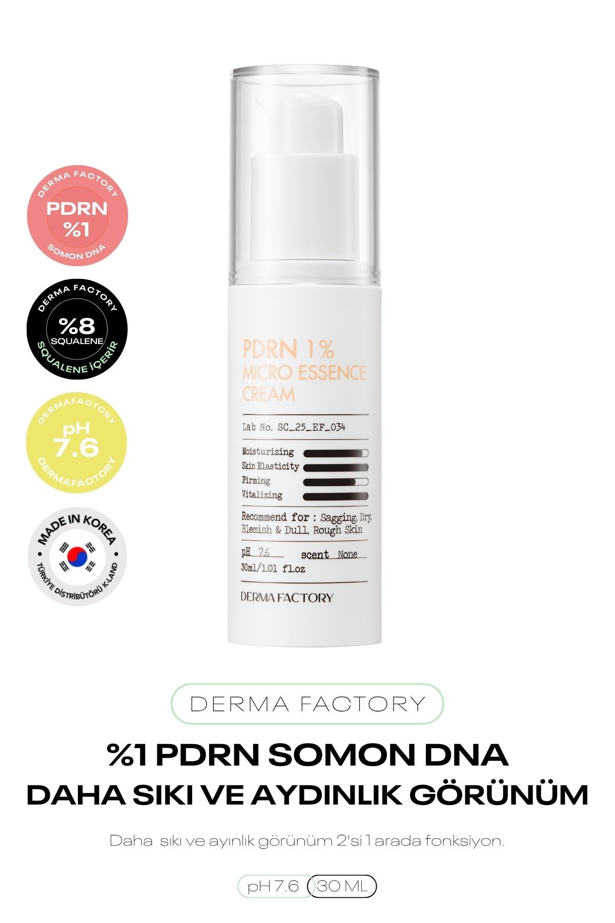 %1 PDRN Somon DNA İçeren Esans Krem Derma Factory PDRN %1 Micro Essence Cream