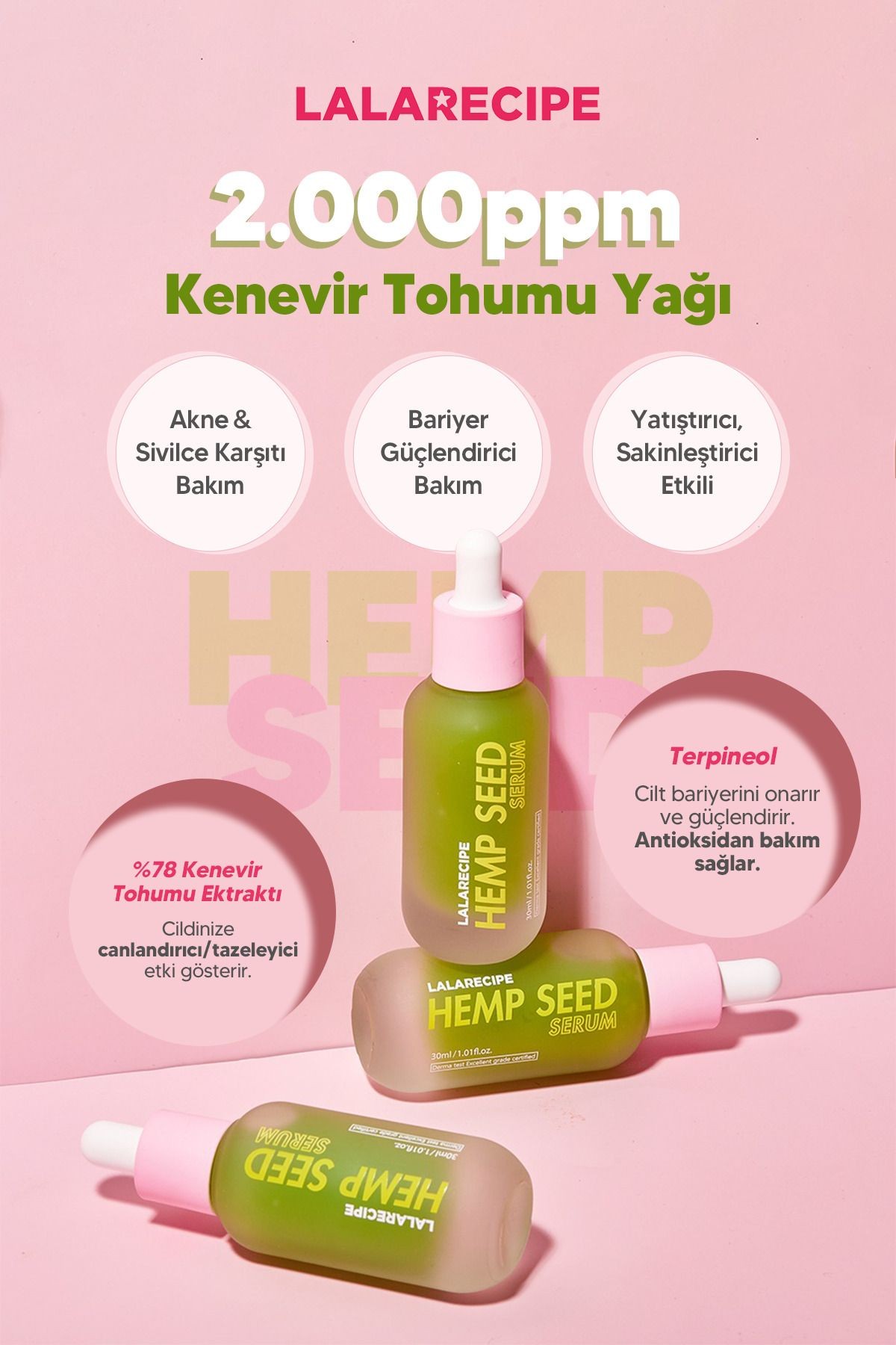 Tohumu Ekstresi İçeren Serum LALARECIPE Hemp Seed Serum