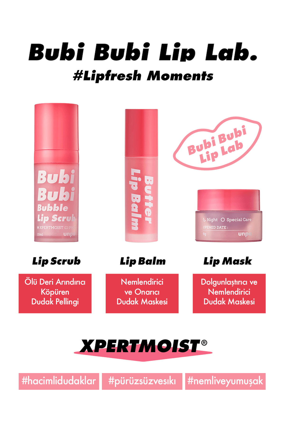 Yoğun Nemlendirici ve Onarıcı Dudak Nemlendirici UNPA Bubi Bubi Butter Lip Balm