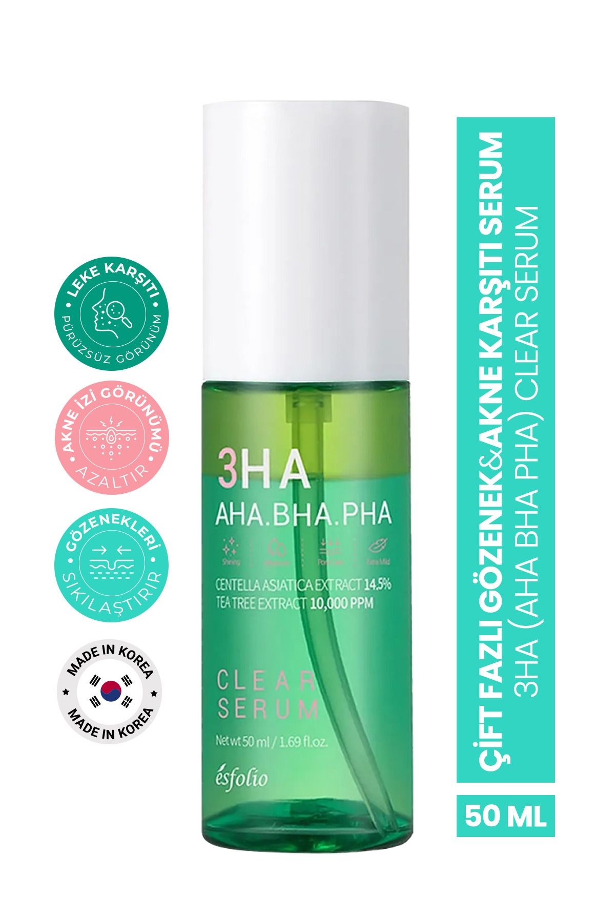 %14 Centella Içeren Gözenek ve Akne Karşıtı Serum 3ha Clear Serum