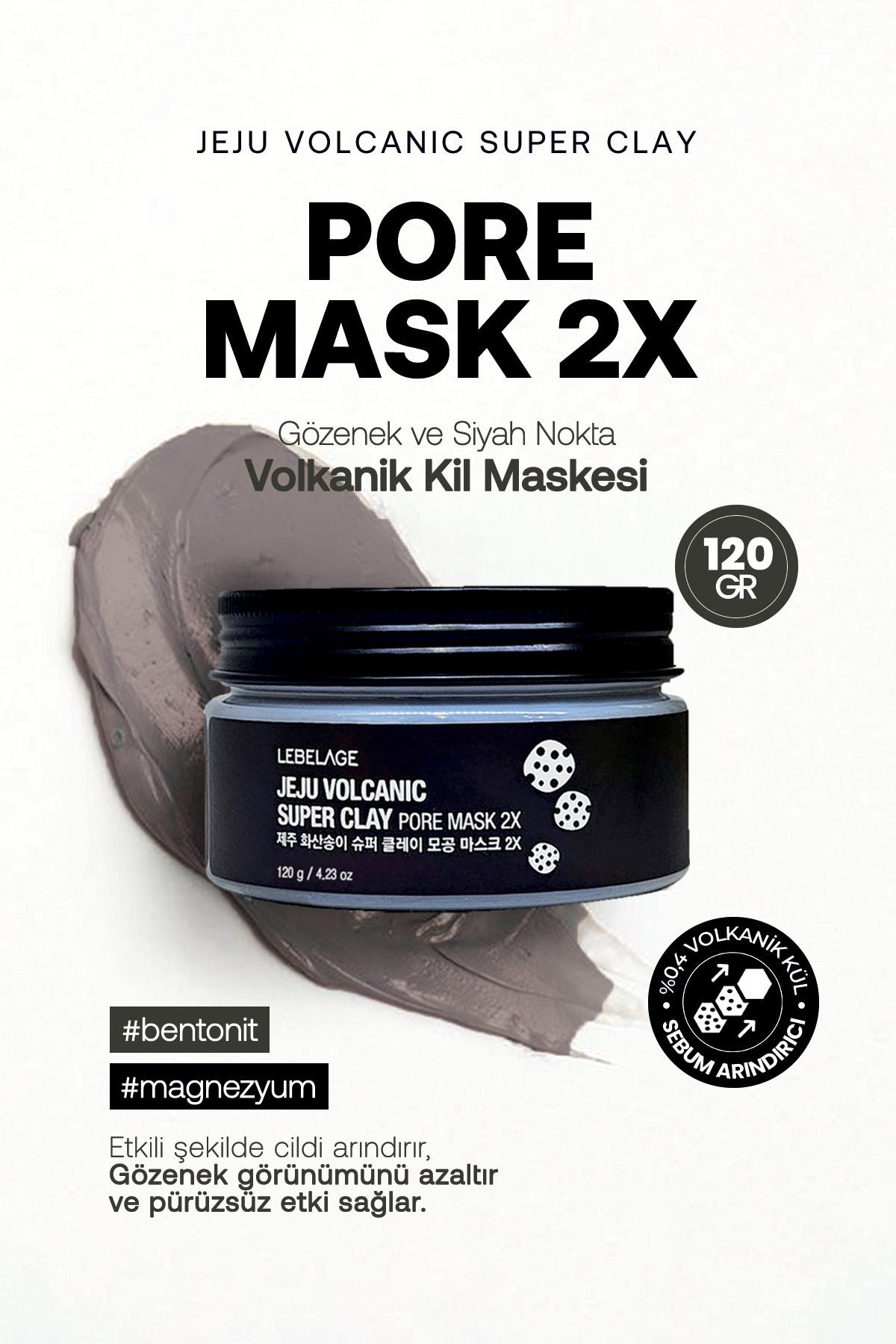 Volkanik Kil Maskesi Gözenek ve Siyah Nokta Lebelage Jeju Volcanic Super Clay Pore Mask 100ml