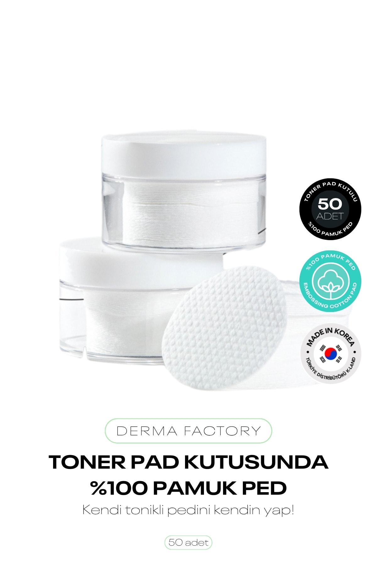 %100 Pamuk Ped Toner Pad Kutusunda 50 Adet Multi Embossing Cotton Pad