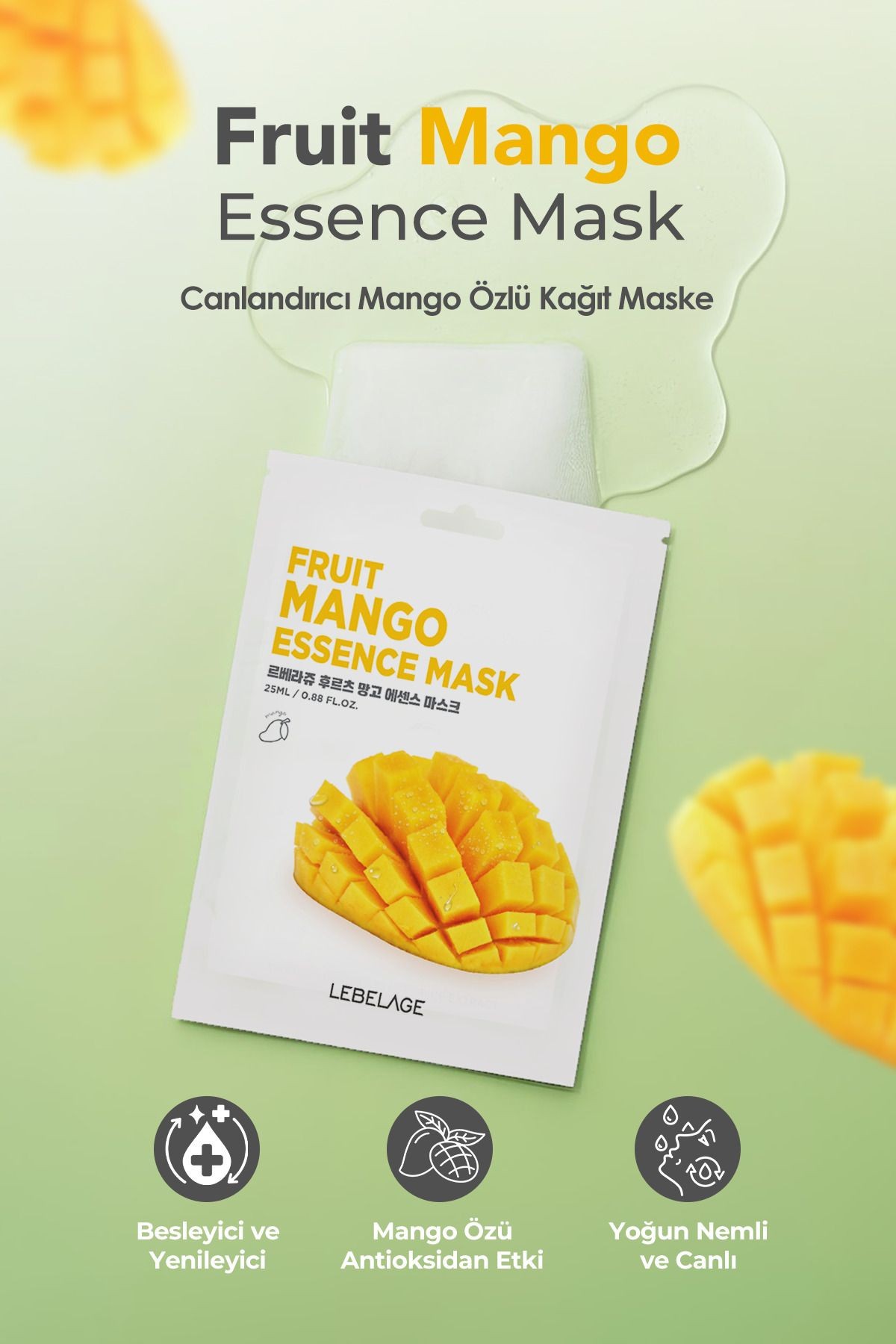 Mango Nemlendirici Kağıt Maske Lebelage Fruit Mango Mask