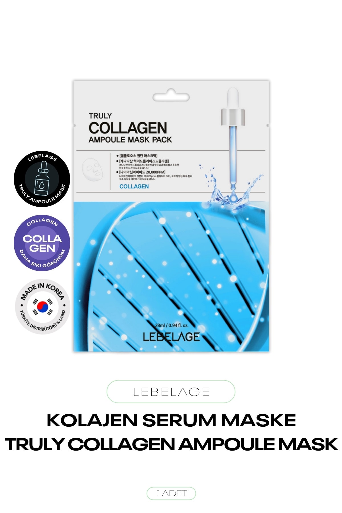 Kolajen Serumlu Kağıt Maske Truly Collagen Ampoule Mask 1 Adet
