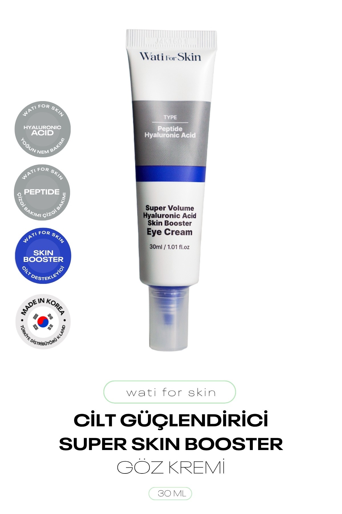 Peptit ve Hyalüronik Asit İçeren Göz Kremi Wati For Skin Booster Eye Cream 30 ml