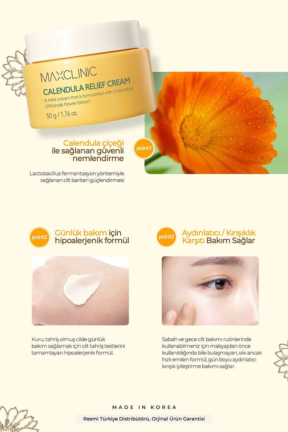 MAXCLINIC Aynısefa Çiçeği Ile Yatıştırıcı Bakım Kremi Calendula Relief Cream